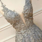 A-line V Neck Lace Prom Dress  S17404