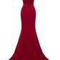 Dark Red Straps Long Prom Dresses, Mermaid Evening Dresses, Dark Red Formal Dresses Y1037