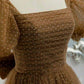 Beautiful Prom Dress New Brown Evening Dress Elegant Collar Puff Sleeve A-line Floor-length Point Prom Formal Gowns  Y1174