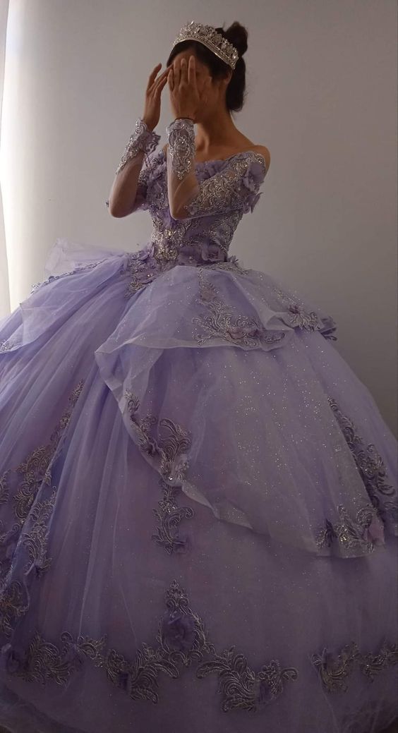 Glitter Purple Princess Dress,Quinceanera Dress, Sweet 16 Dress Y787