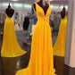 Yellow Prom Dresses,Backless Prom Gown,Open Back Evening Dress,Chiffon Prom Dress,Sexy Evening Gowns,Yellow Formal Dress,Wedding Guest Prom Gowns Y992