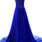 Women's Cap Sleeves Long Chiffon Lace Evening Gown Prom Dresses-Royal Blue Y945