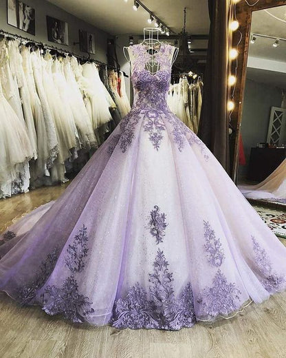Romantic Lavender Lace Ball Gown Dress Sparkling Party Special Occasio Simplepromdress Romantic Lavender Lace Ball Gown Dress Sparkling Party Special Occasio Simplepromdress