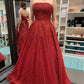charming strapless red formal prom dress, long evening formal dress Y773