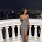 Spaghetti Straps Mermaid Sleeveless Prom Dress With Split Luxury Evening Dress Y990