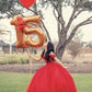 Pretty Red Off The Shoulder Quinceanera Dress,Red Ball Gown Y1106