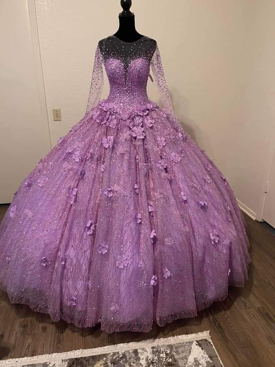 Luxurious Beaded Ball Gown With Flowers Quinceanera Dress Y811