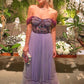 A Line Tulle Prom Dresses With Beading,Off the Shoulder Evening Dresses Y1102