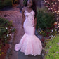 Classy Pink Mermaid Evening Dress,Charming Pink Evening Gown Y940