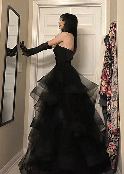 Black Layered Tulle Ruffle Prom Dresses for Women Y1135 Simplepromdress Black Layered Tulle Ruffle Prom Dresses for Women Y1135 Simplepromdress