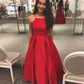 Red Sleeveless A-Line Prom Dresses Simple Evening Dresses Y776