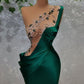 Glamorous Emerald Green Satin Evening Dress ,Sexy Pageant Dress Y757