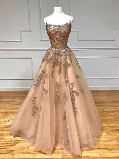 Champagne tulle lace long prom dress, champagne evening dress Y920 Simplepromdress Champagne tulle lace long prom dress, champagne evening dress Y920 Simplepromdress