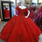 Dark Red Tulle Lace Ball Gown Sweet 16 Dress Y1440