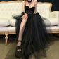 Gothic Black Spaghetti Straps Tulle Prom Dress,Charming Evening Dress Y1766