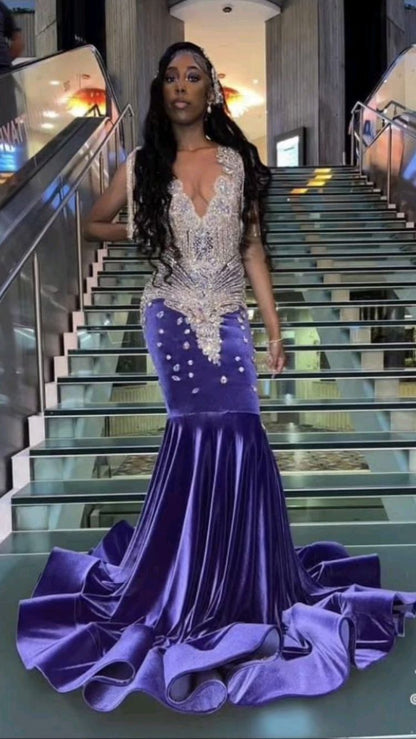 Purple and silver prom dress for black girl,sexy evening dress Y1710 – Simplepromdress