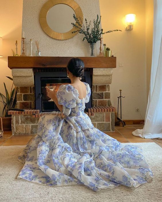 Vintage A-line Print Floral Prom Dress,Chic Summer Holiday Dress Y1749 Simplepromdress Vintage A-line Print Floral Prom Dress,Chic Summer Holiday Dress Y1749 Simplepromdress