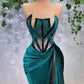 Sexy Evening Dress With Beaded Unique Long Prom Dress High Slit Y569