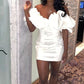 18th Birthday Outfit Black Girl Luxury Ivory Satin Ruffle Strapless Homecoming Dress Y652