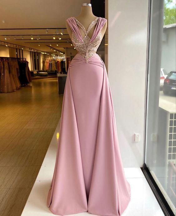 Pink Long Prom Dress Unique Evening Dress Y521
