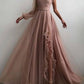 Charming One-Shoulder A-line Sexy Slit Sleeves Prom Dresses S25688