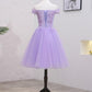 Light Purple Lace And Tulle Off The Shoulder Homecoming Dress S11189