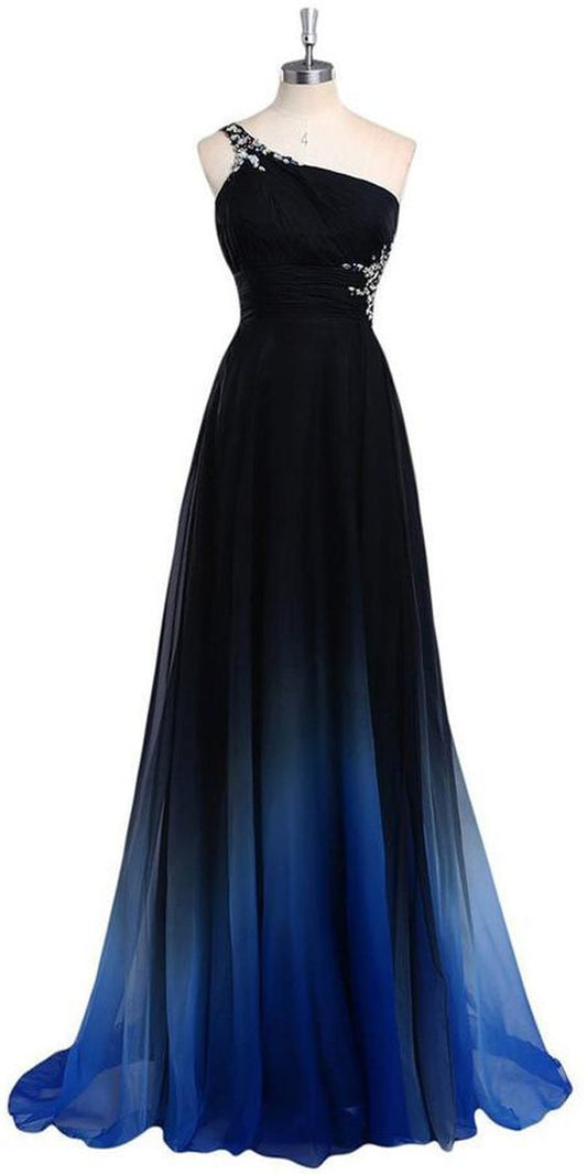 001 Blue Floor-Length/Long A-Line Prom Dress /Princess Off-the-Shoulder Beading Tulle Prom Dresse S25414