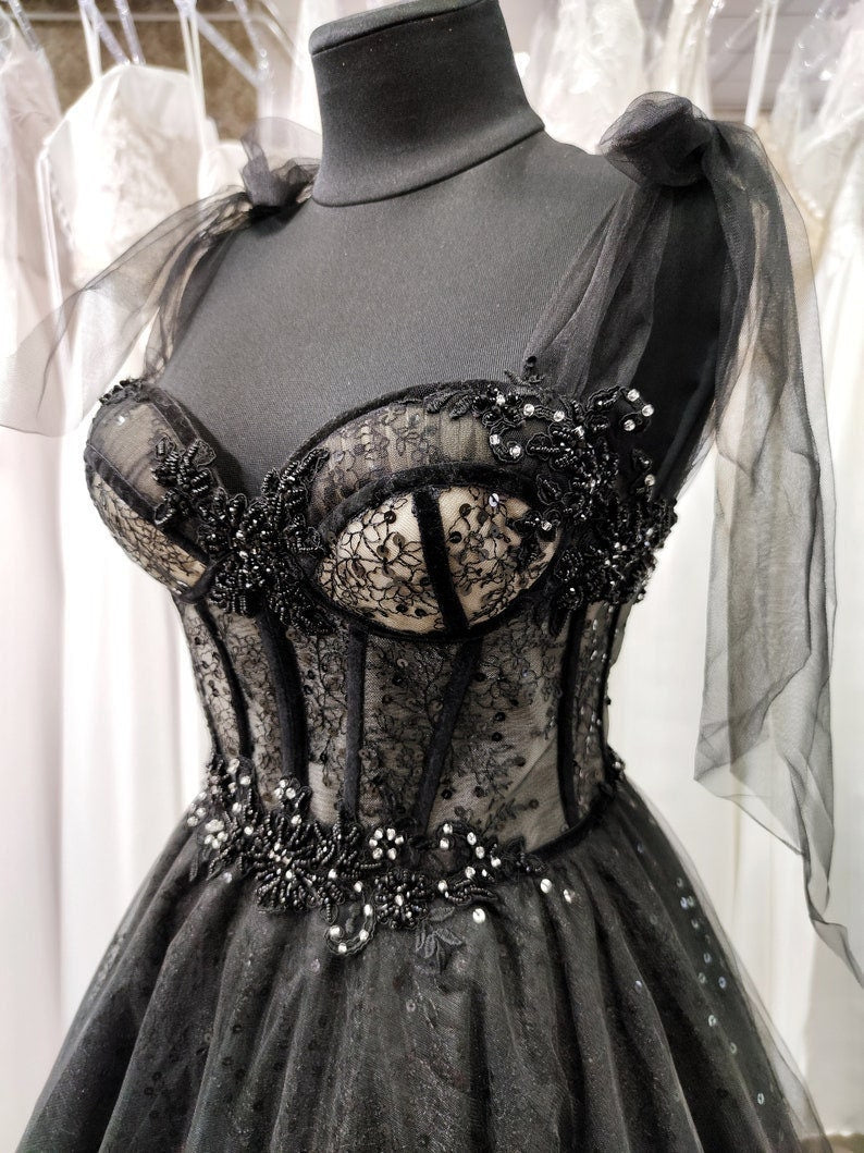 Off the Shoulder Beaded Black Long Prom Dress, Off Shoulder Black Form –  abcprom