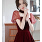 High neck prom dress,elegant party dress,velvet dress,custom made Y1181