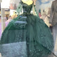 Floral off the shoulder emerald green quinceanera dress new arrival sweet 16 dress ball gown Y1226
