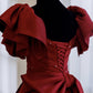 A line Burgundy satin long prom dress evening dress Y1183