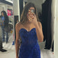 Sweetheart Royal Blue Tulle Lace Formal Gown,Royal Blue Mermaid Sleeveless Evening Dress Y1203
