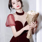 High neck prom dress,elegant party dress,velvet dress,custom made Y1181
