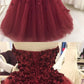 Charming Strapless Burgundy Tulle Ball Gown With Hand Flowers Y1218
