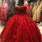 Stunning Red Off The Shoulder Ball Gown ,3D Flowers Quinceanera Dress,Sweet 16 Dress  Y1219