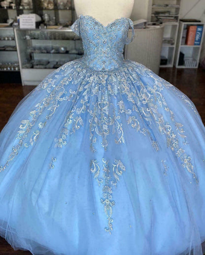 Winter Wonderland Blue Ball Gown Quinceanera Dress Blue Tulle Lace Bal Simplepromdress Winter Wonderland Blue Ball Gown Quinceanera Dress Blue Tulle Lace Bal Simplepromdress